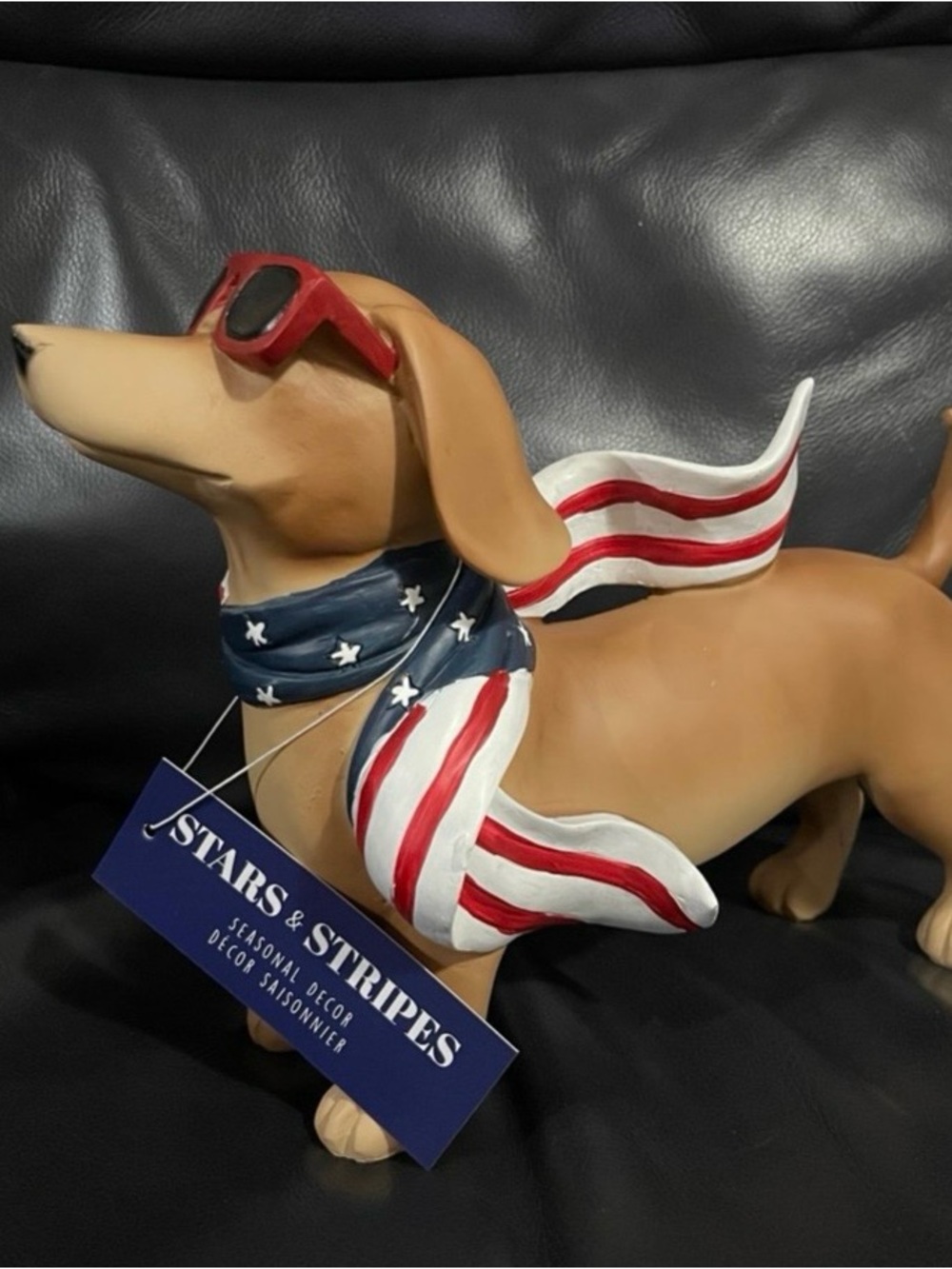 Stars and Stripes Patriotic Dachshund in Scarf- Stars and Stripes Dachshund
